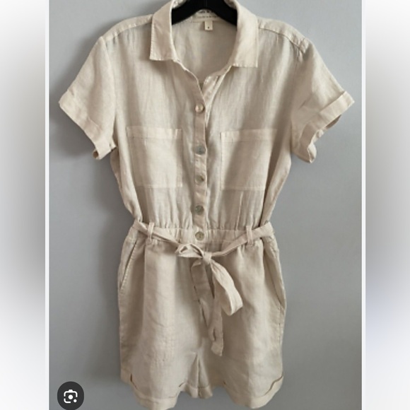 Cloth and Stone for Anthropologie Linen Romper - Picture 2 of 5